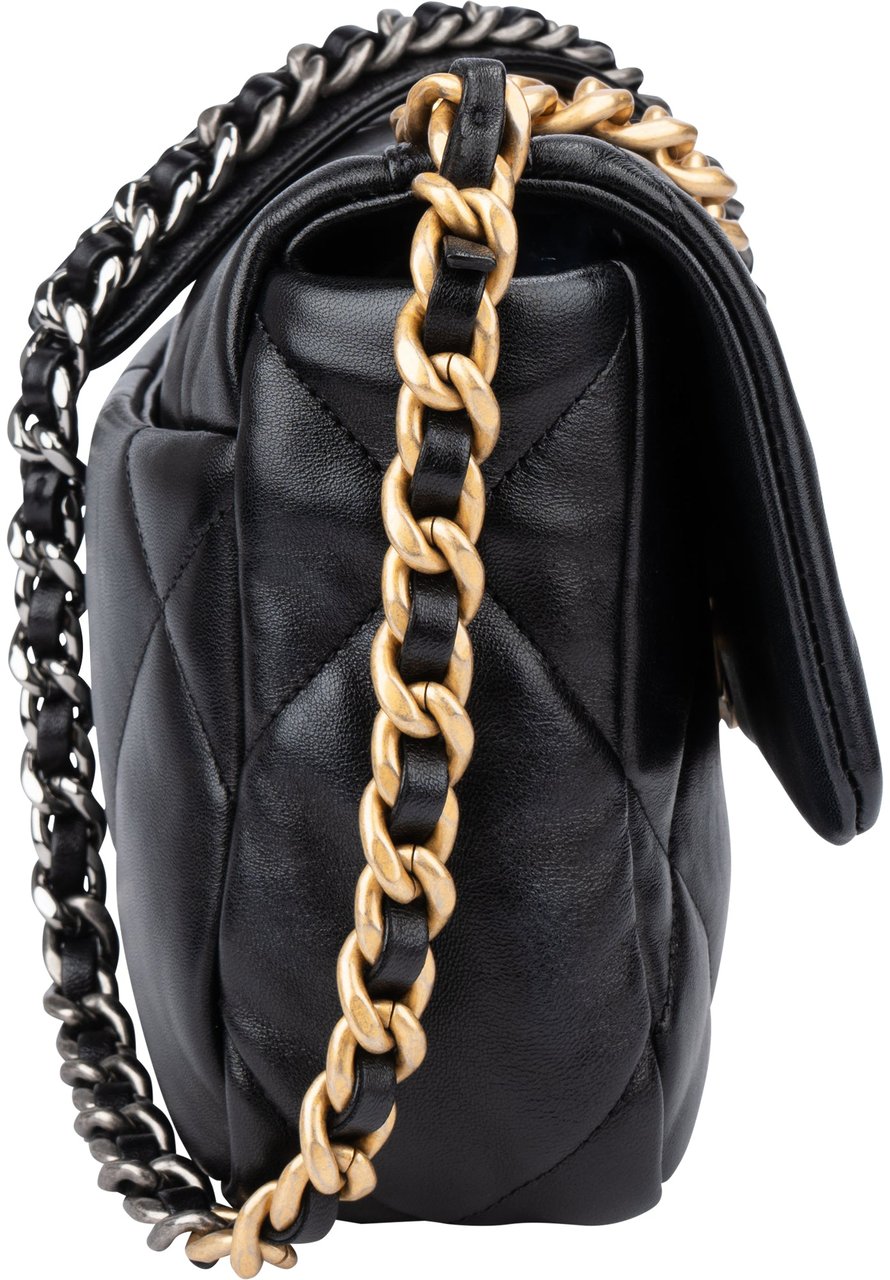 Chanel Chanel 19 Quilted Lambskin Single Flap Crossbody Bag Zwart