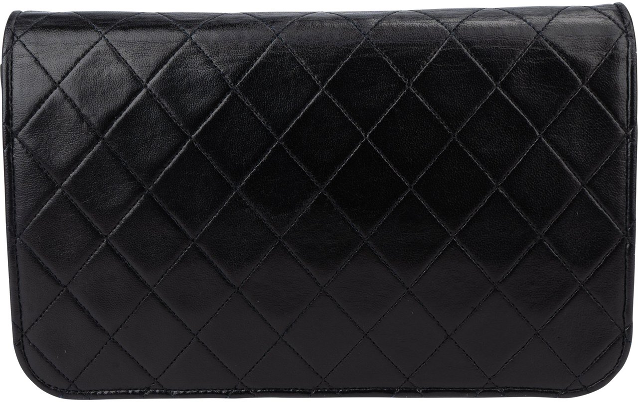 Chanel Chanel Quilted Lambskin 24K Gold Single Flap Shoulder Bag Zwart