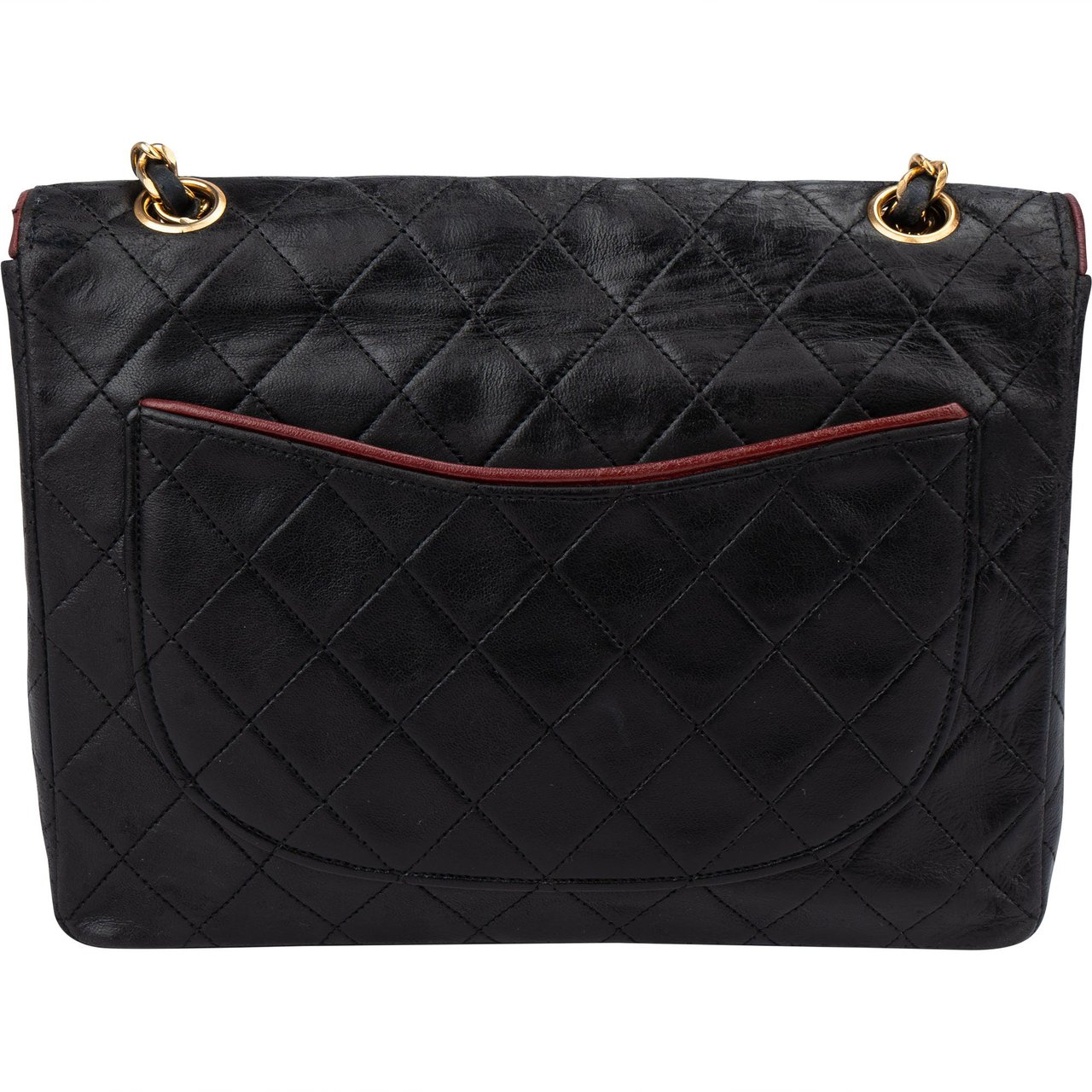 Chanel Chanel Bicolor Quilted Leather 24K Gold Single Flap Crossbody Bag Zwart