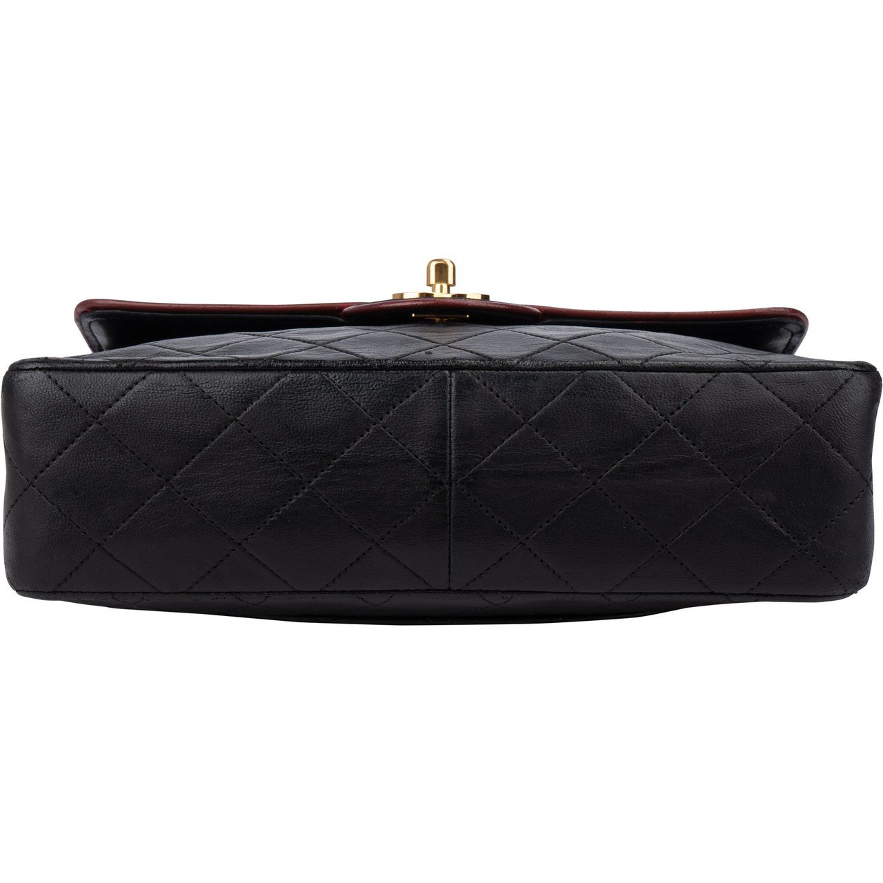 Chanel Chanel Bicolor Quilted Leather 24K Gold Single Flap Crossbody Bag Zwart