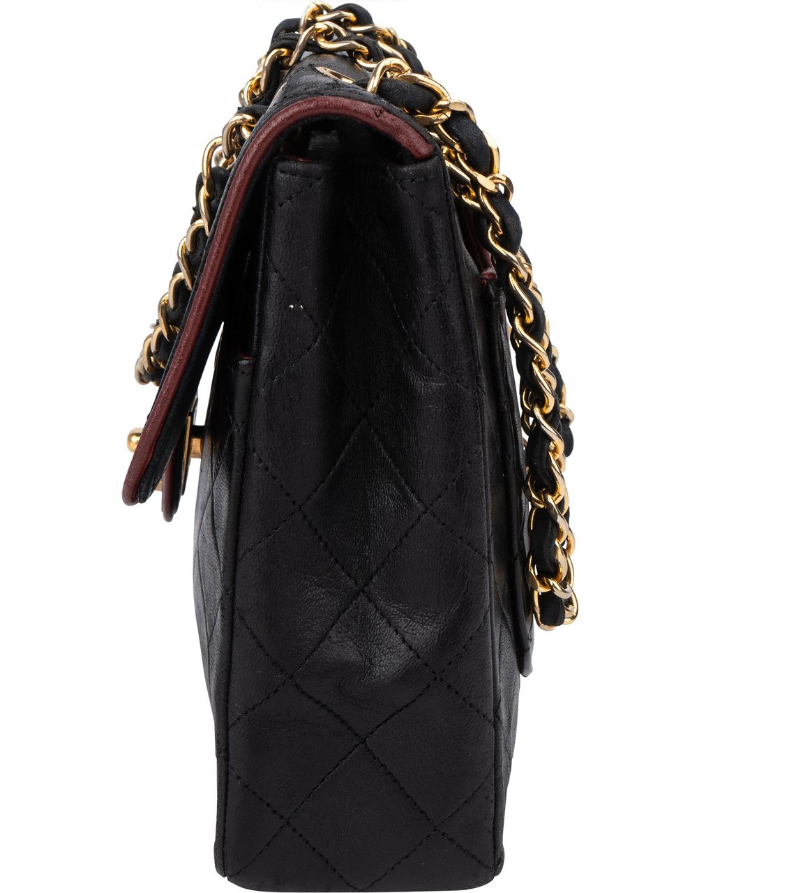 Chanel Chanel Bicolor Quilted Leather 24K Gold Single Flap Crossbody Bag Zwart
