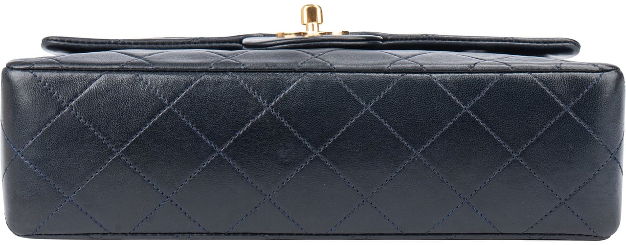 Chanel Chanel Quilted Lambskin 24K Gold Small Double Flap Crossbody Bag Blauw