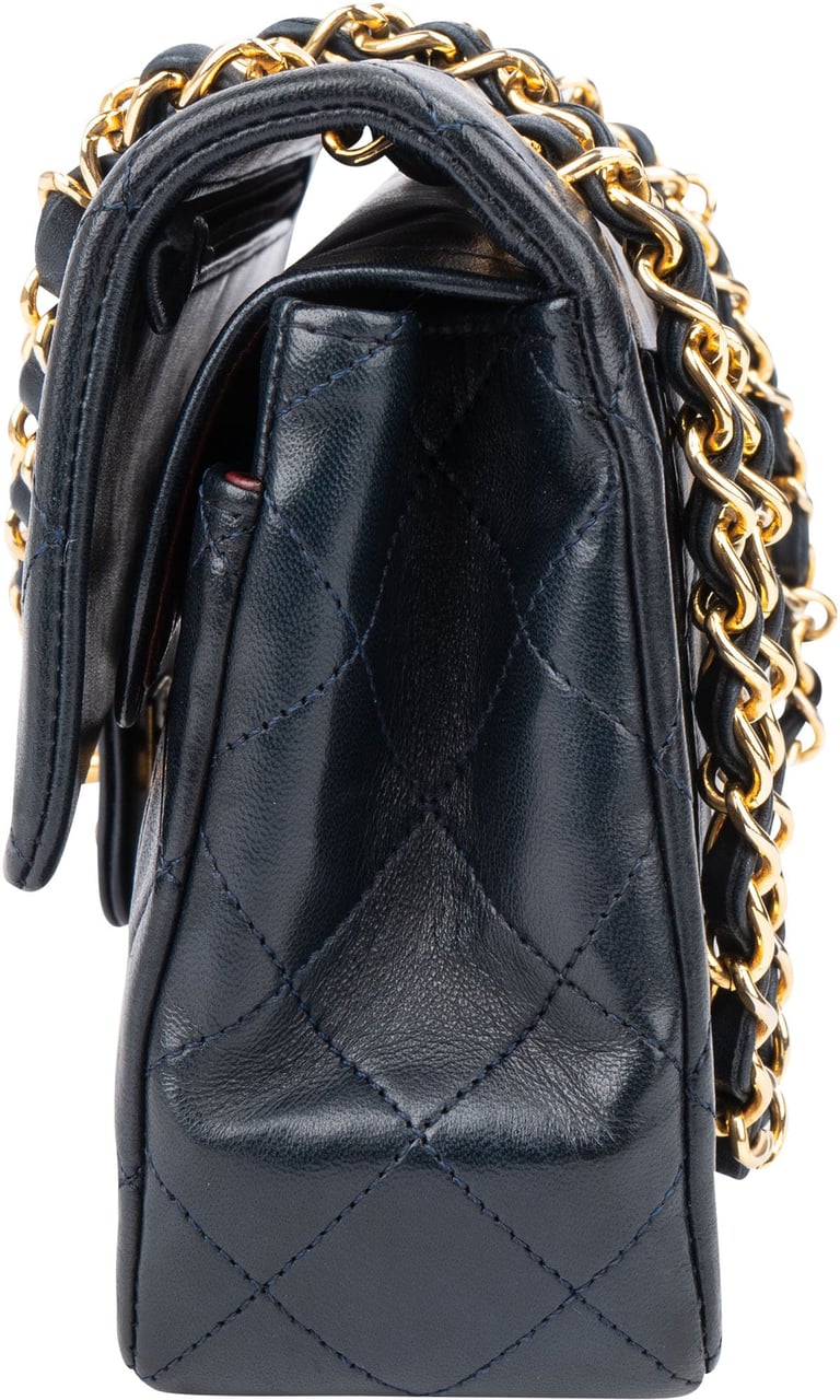 Chanel Chanel Quilted Lambskin 24K Gold Small Double Flap Crossbody Bag Blauw