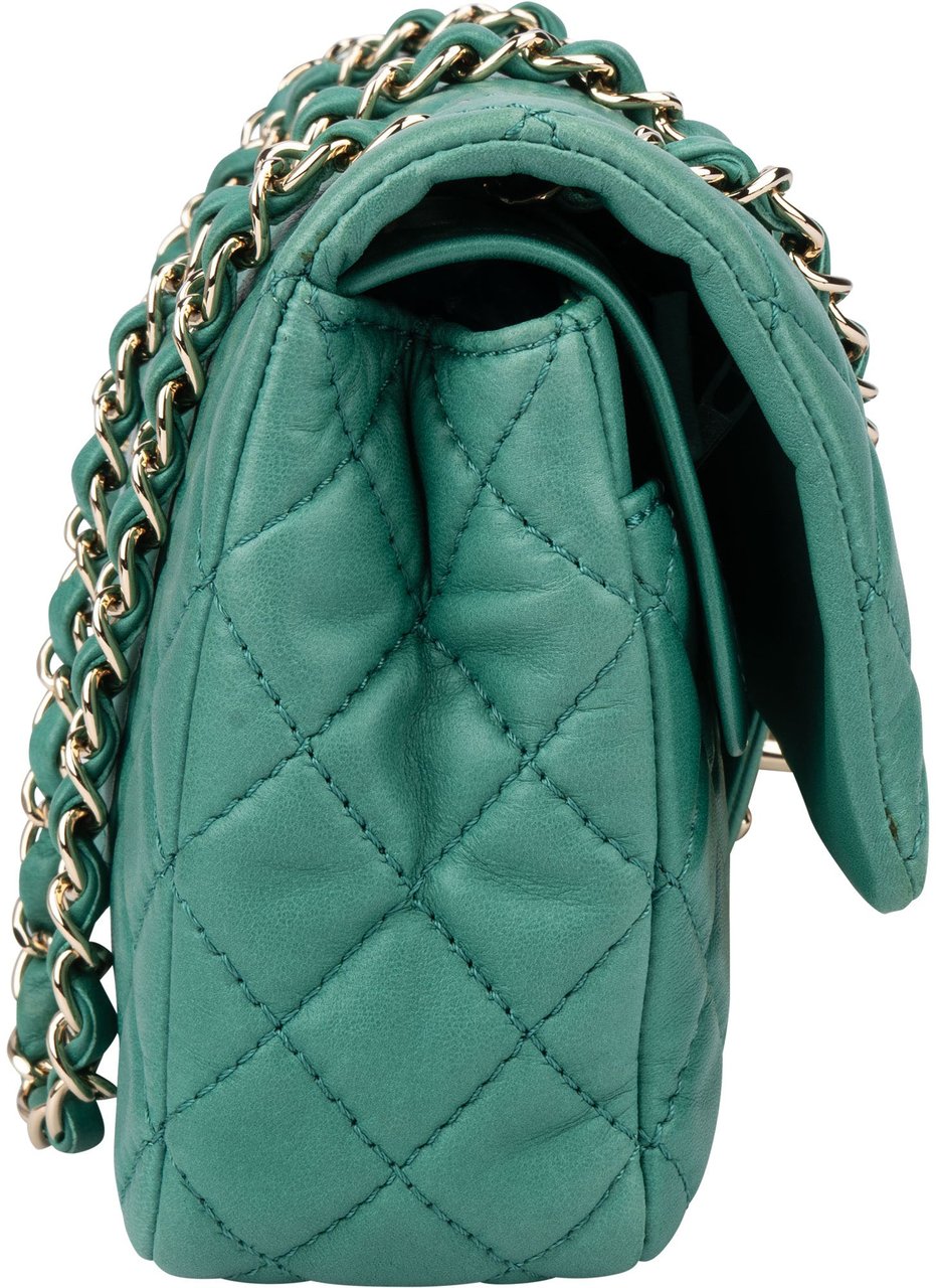 Chanel Chanel Soft Quilted Lambskin Double Flap Crossbody Bag Groen