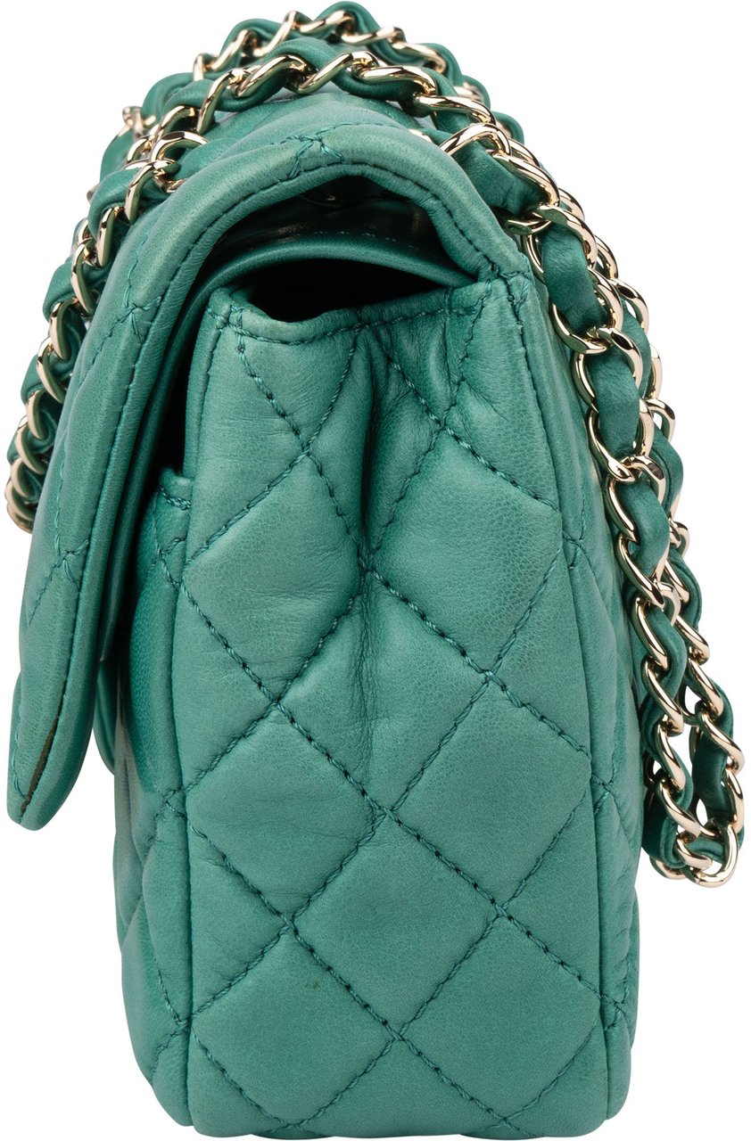 Chanel Chanel Soft Quilted Lambskin Double Flap Crossbody Bag Groen