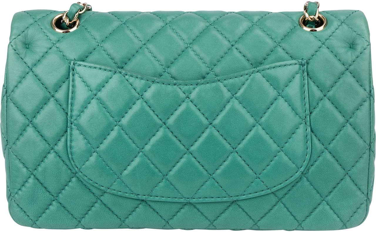 Chanel Chanel Soft Quilted Lambskin Double Flap Crossbody Bag Groen