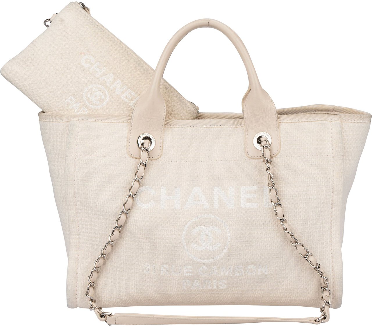 Chanel Chanel Classic Tweed Deauville Handbag Wit