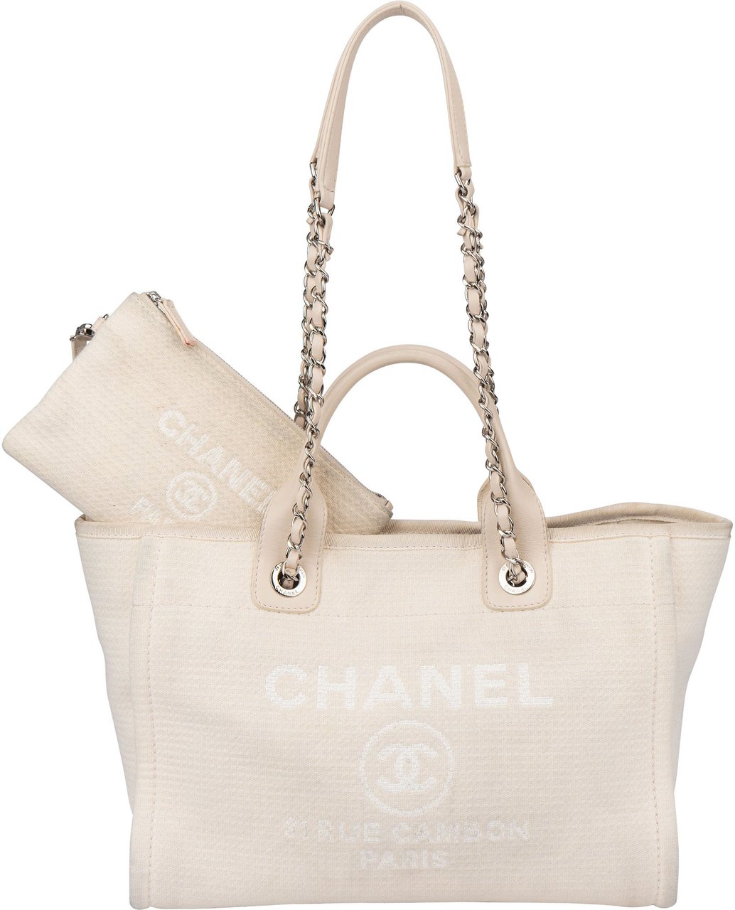 Chanel Chanel Classic Tweed Deauville Handbag Wit