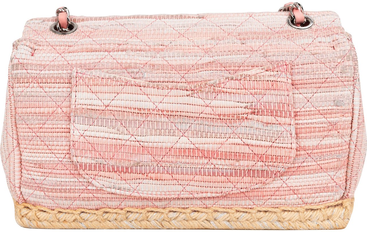 Chanel Chanel Quited Tweed Palladium Espadrilles Single Flap Crossbody Bag Rood
