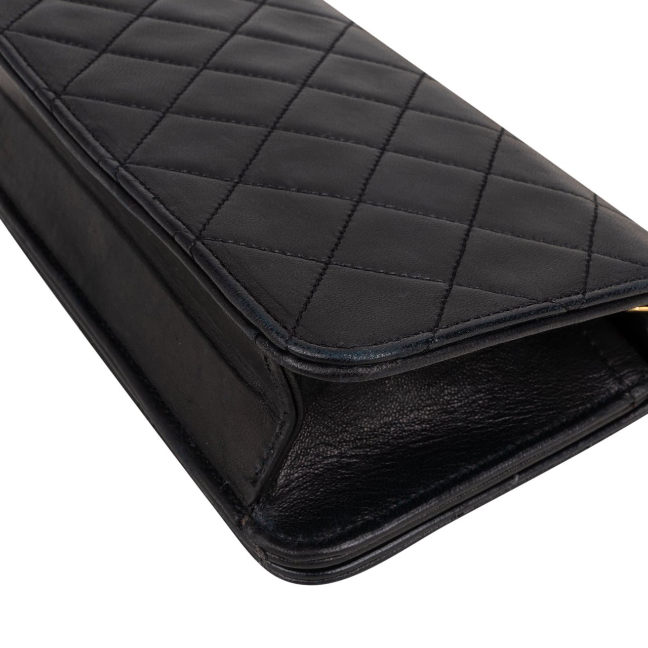 Chanel Chanel Quilted Lambskin 24K Gold Single Flap Shoulder Bag Zwart