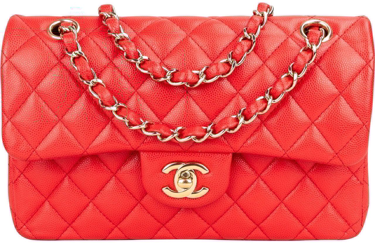 Chanel Chanel Quilted Caviar Leather Small Double Flap Crossbody Bag Rood