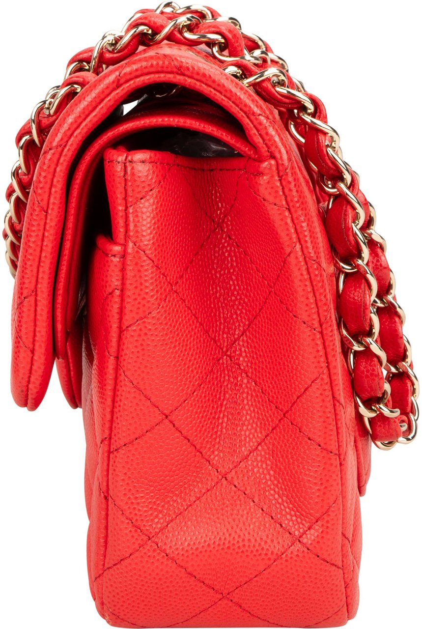 Chanel Chanel Quilted Caviar Leather Small Double Flap Crossbody Bag Rood