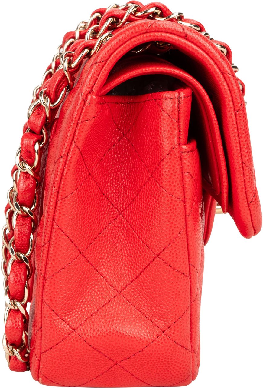 Chanel Chanel Quilted Caviar Leather Small Double Flap Crossbody Bag Rood