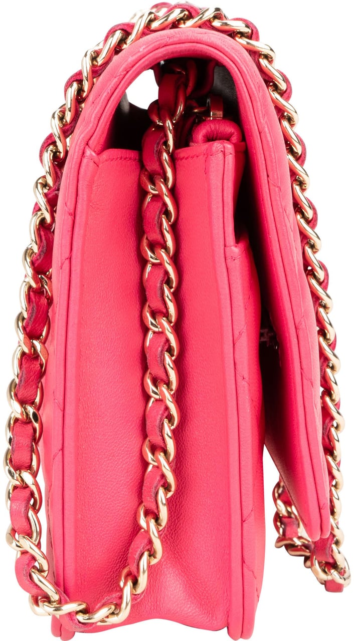 Chanel Chanel Quilted Lambskin Wallet On Chain Crossbody Bag Rood