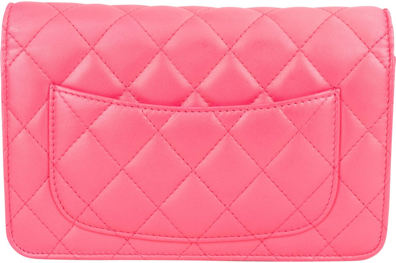 Chanel Chanel Quilted Lambskin Wallet On Chain Crossbody Bag Rood