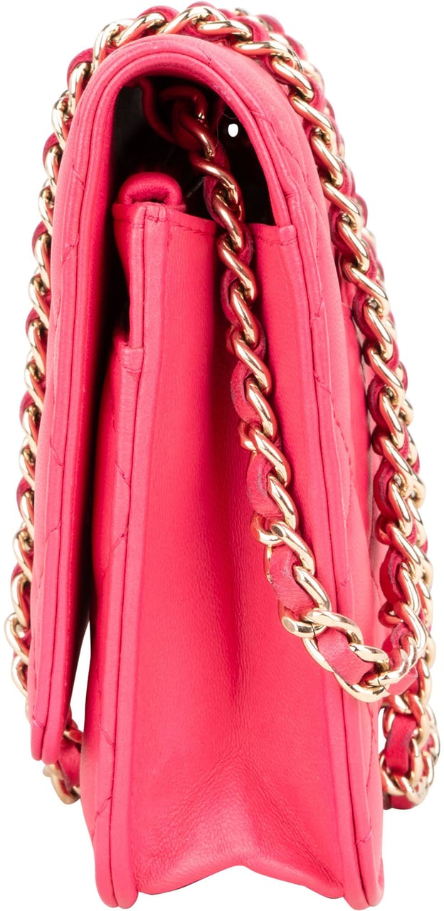 Chanel Chanel Quilted Lambskin Wallet On Chain Crossbody Bag Rood