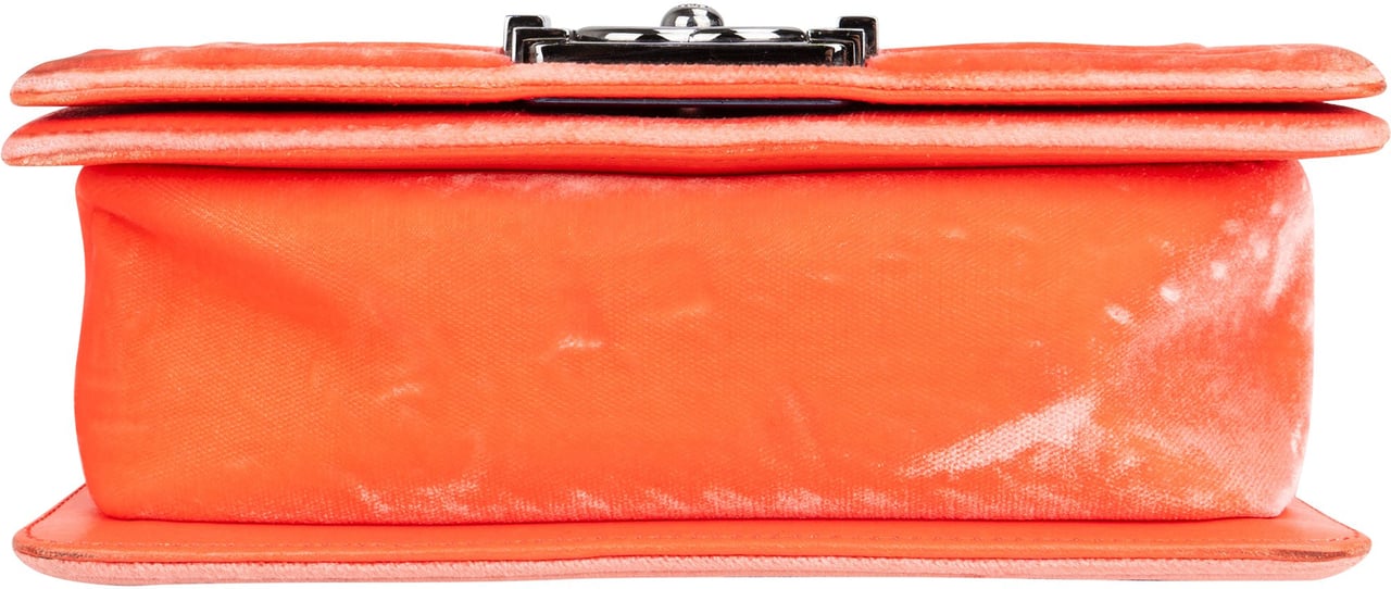 Chanel Quilted Velvet Boy Single Flap Crossbody Bag Oranje