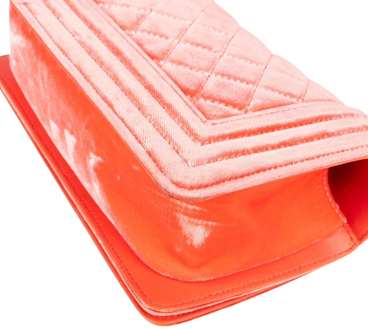 Chanel Quilted Velvet Boy Single Flap Crossbody Bag Oranje