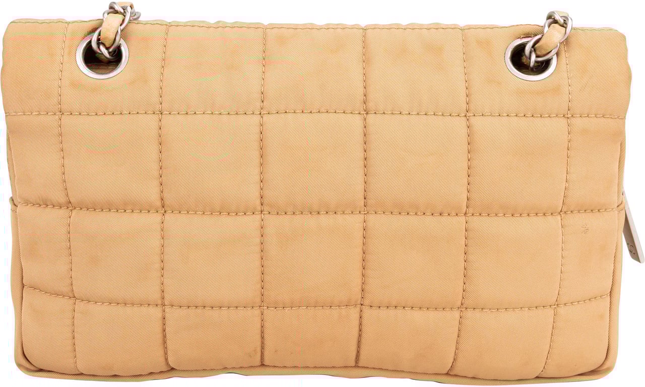 Chanel Chanel Quilted Cotton Choco Bar Single Flap Crossbody Bag Beige
