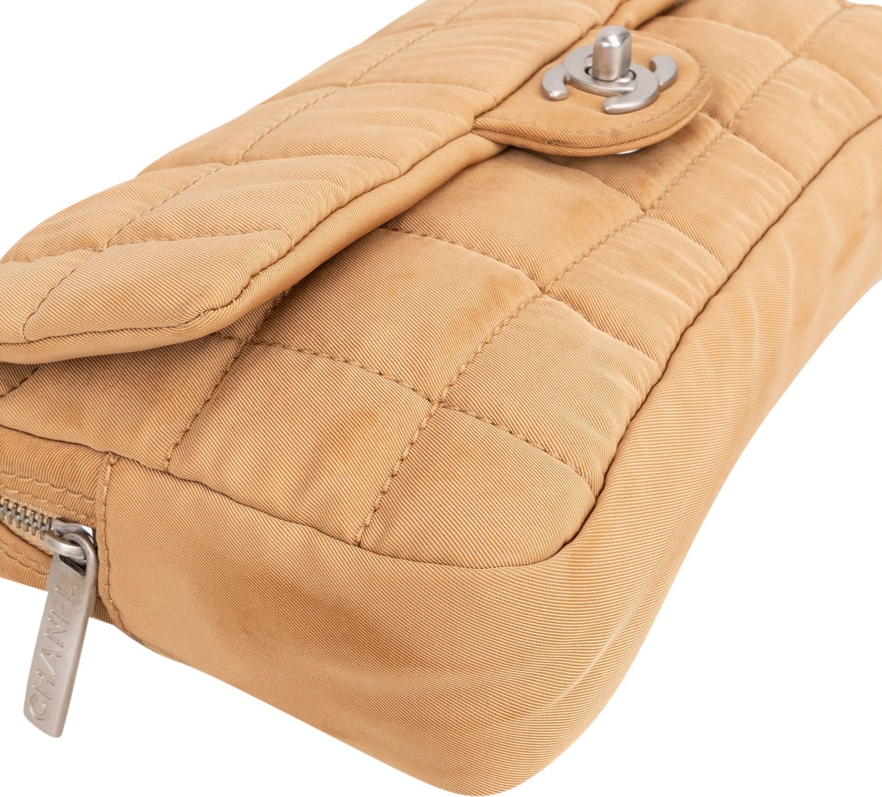 Chanel Chanel Quilted Cotton Choco Bar Single Flap Crossbody Bag Beige