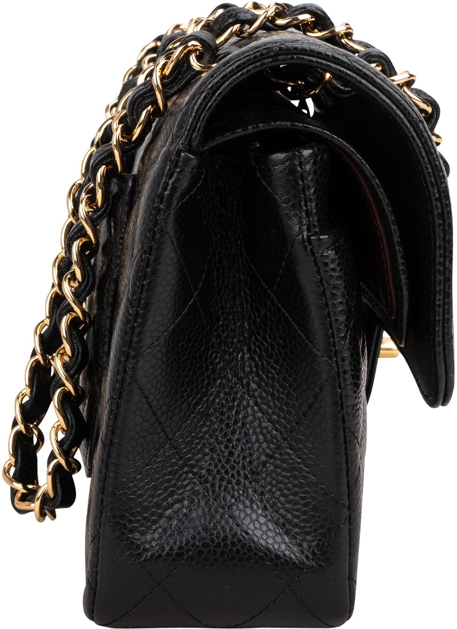 Chanel Chanel Quilted Caviar Leather Small Double Flap Crossbody Bag Zwart