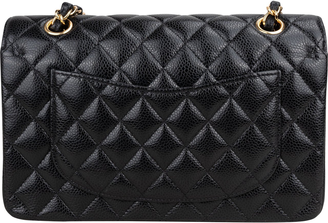 Chanel Chanel Quilted Caviar Leather Small Double Flap Crossbody Bag Zwart