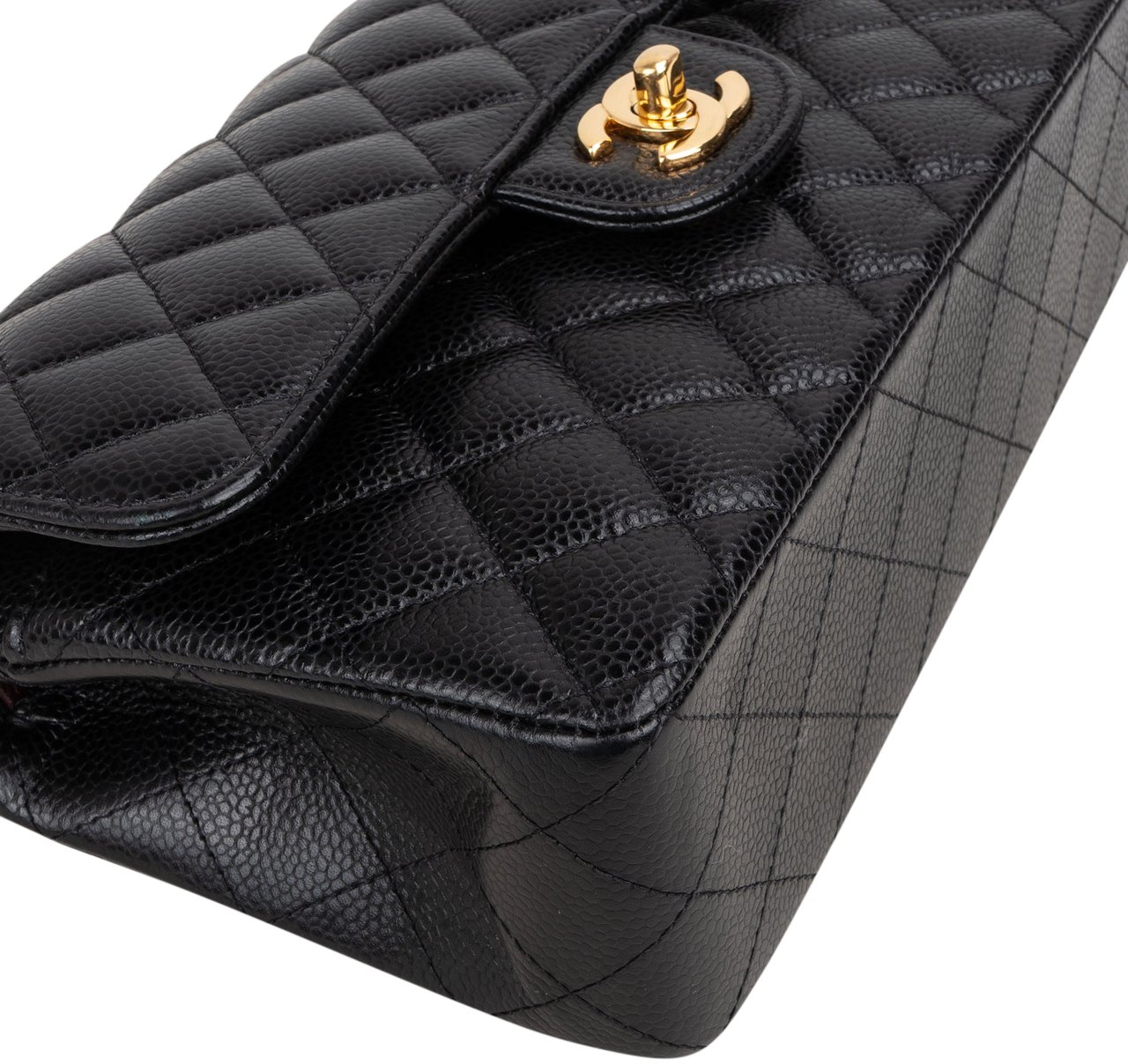 Chanel Chanel Quilted Caviar Leather Small Double Flap Crossbody Bag Zwart