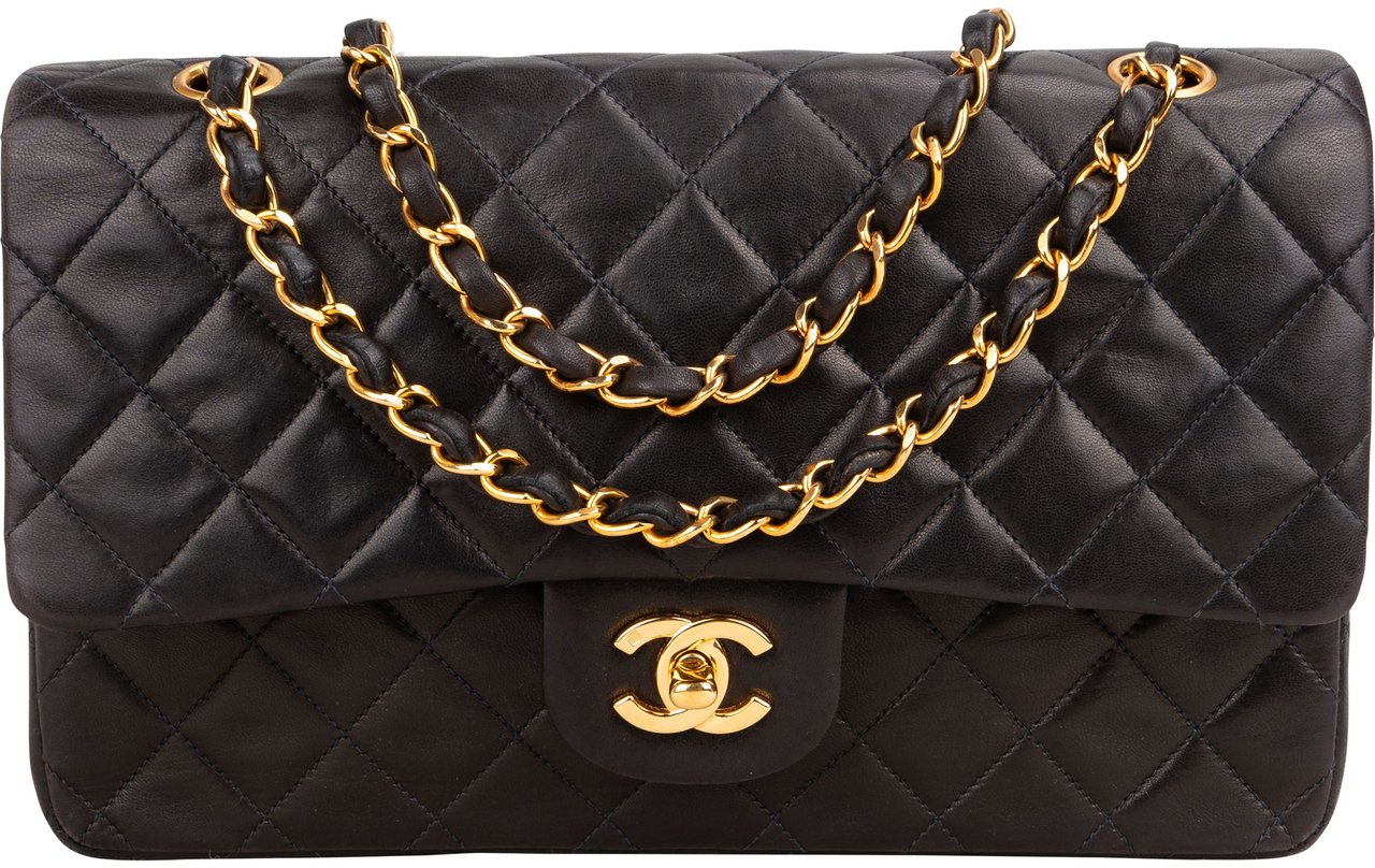 Chanel Chanel Quilted Lambskin 24K Gold Medium Double Flap Crossbody Bag Bruin