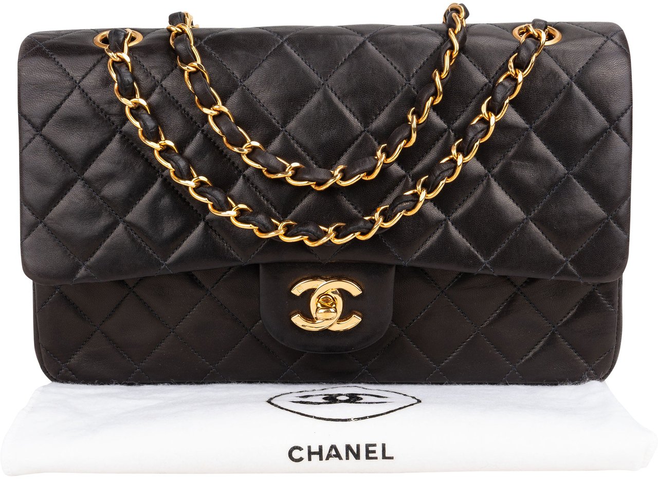 Chanel Chanel Quilted Lambskin 24K Gold Medium Double Flap Crossbody Bag Bruin