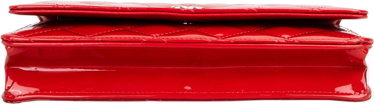 Chanel Chanel Quilted Patent Leather Wallet On Chain Crossbody Bag Rood