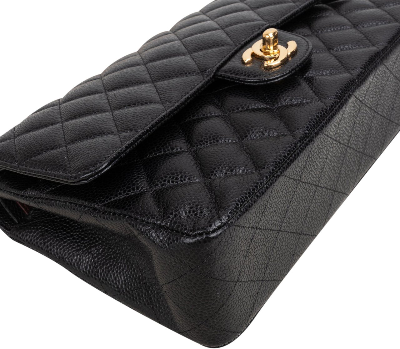 Chanel Chanel Quilted Caviar Leather Medium Double Flap Crossbody Bag Zwart