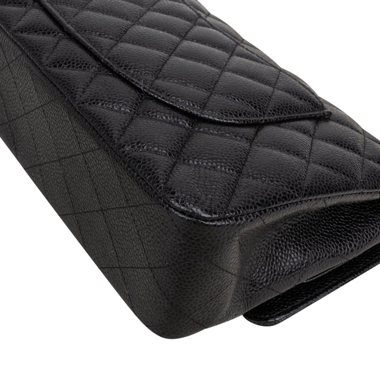 Chanel Chanel Quilted Caviar Leather Medium Double Flap Crossbody Bag Zwart