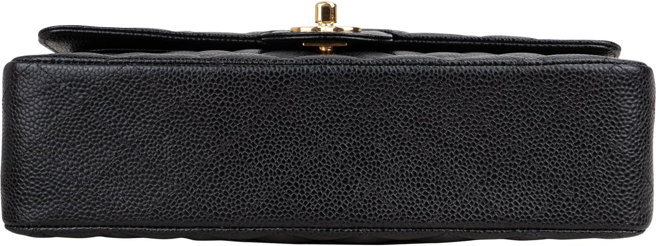 Chanel Chanel Quilted Caviar Leather Medium Double Flap Crossbody Bag Zwart