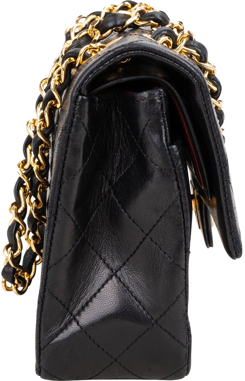 Chanel Chanel Quilted Lambskin 24K Gold Small Double Flap Crossbody Bag Zwart