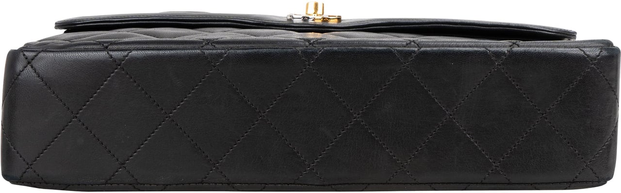 Chanel Chanel Quilted Lambskin Bicolor Double Flap Crossbody Bag Zwart