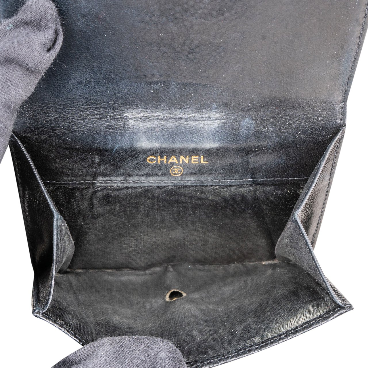 Chanel Chanel Caviar Leather CC Wallet Zwart