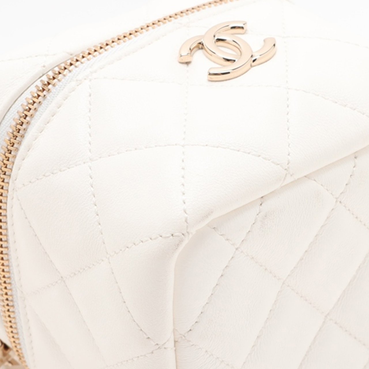 Chanel Quilted Lambskin Cube Chain Wristlet Case Wit