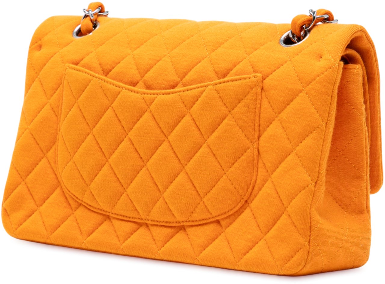 Chanel Medium Classic Jersey Double Flap Oranje