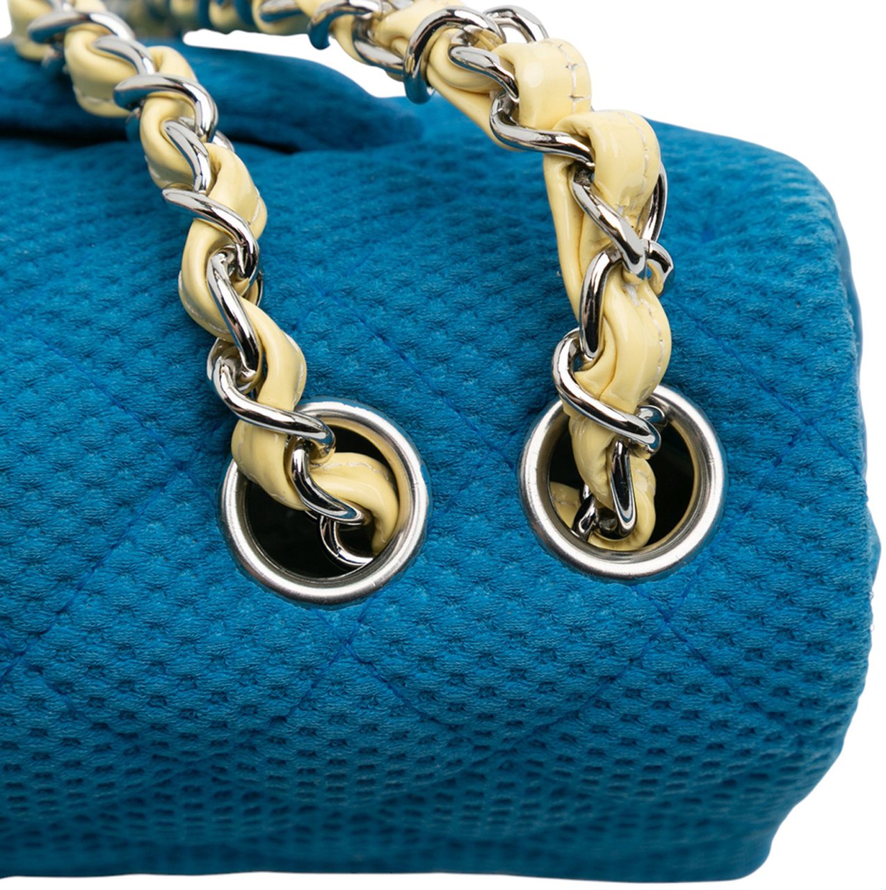 Chanel Medium Quilted Perforated Jersey Single Flap Blauw