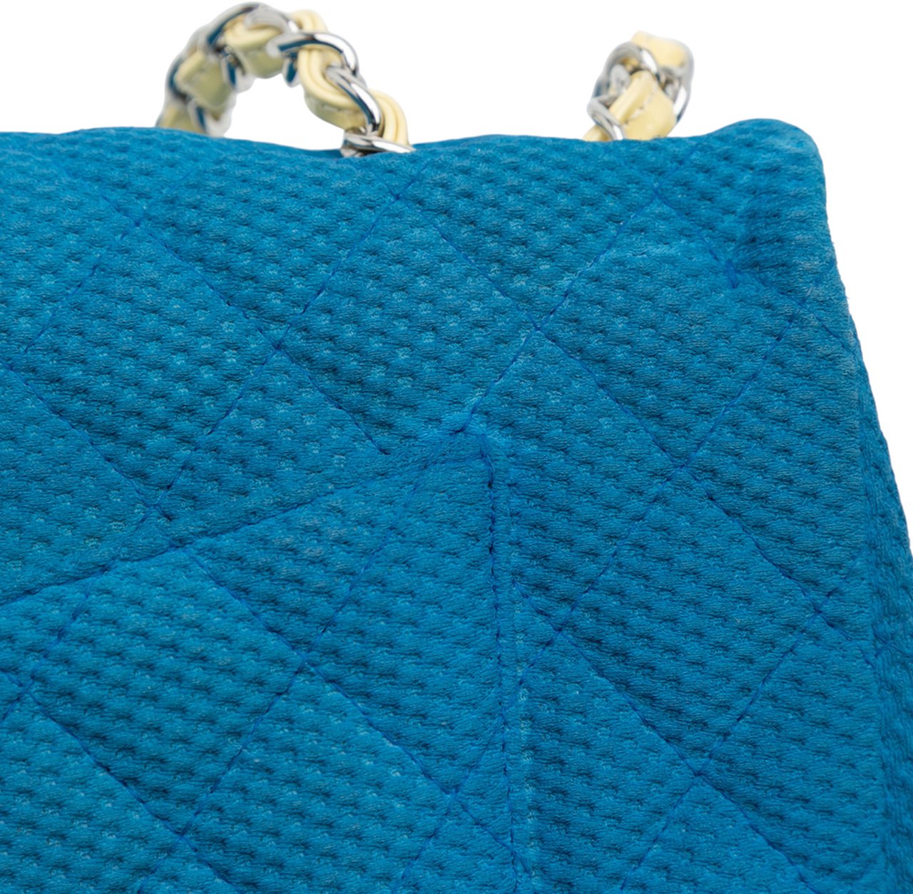 Chanel Medium Quilted Perforated Jersey Single Flap Blauw