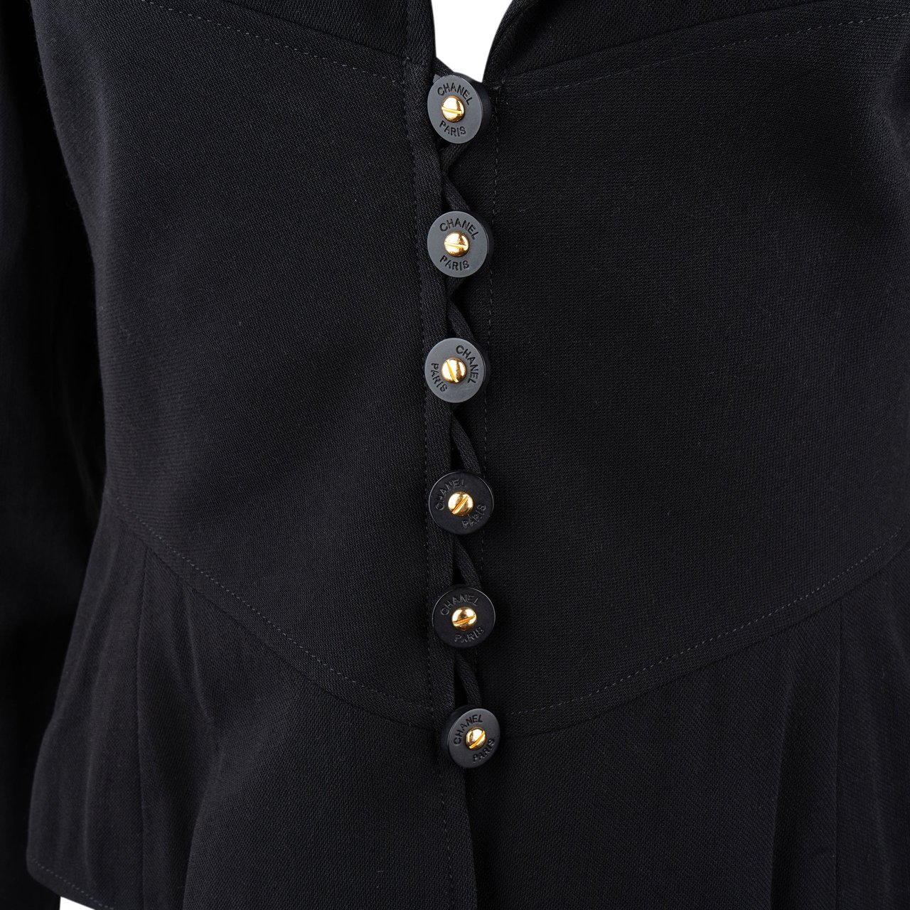 Chanel Chanel Black Wool Jacket (DE36 / FR38) Zwart