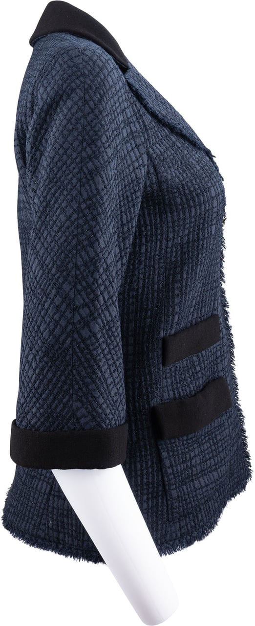 Chanel Chanel Spring Blue Tweed Jacket (D36 / FR38) Blauw