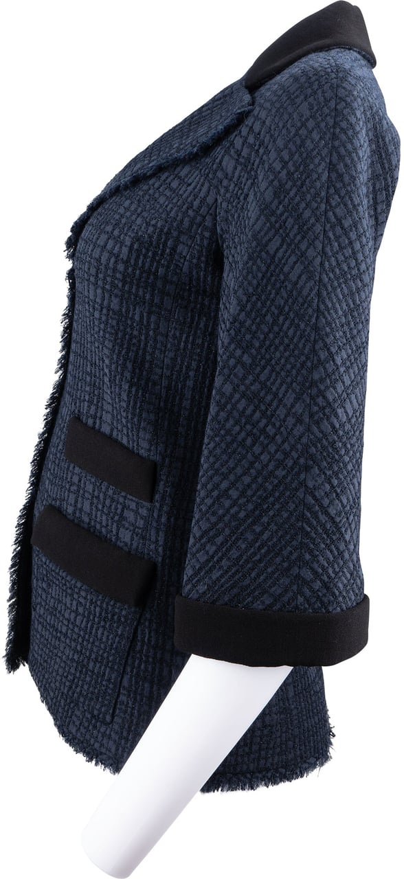 Chanel Chanel Spring Blue Tweed Jacket (D36 / FR38) Blauw