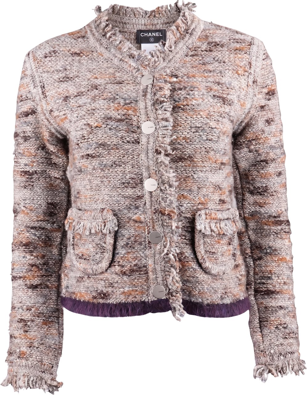 Chanel Multicolor Tweed 1999 Runway Jacket (D36 / FR38) Donkergrijs