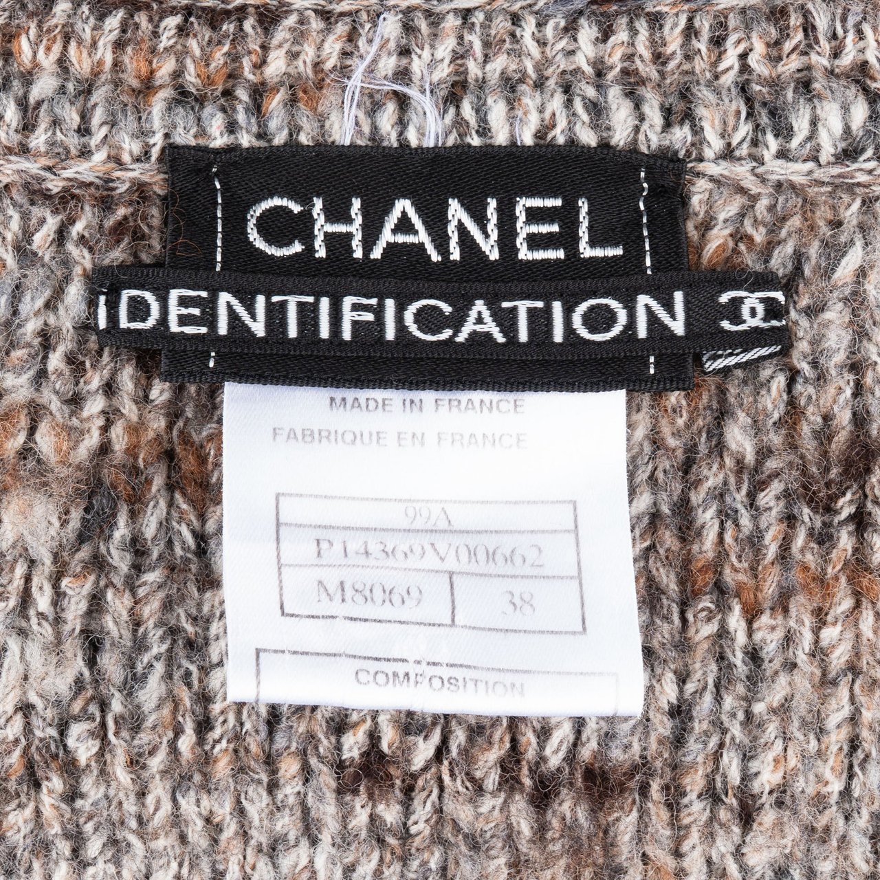 Chanel Multicolor Tweed 1999 Runway Jacket (D36 / FR38) Donkergrijs
