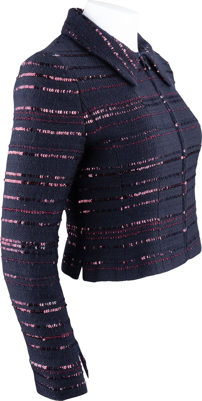 Chanel Limited Runway Pailetten Jacket (D34 / FR36) Blauw