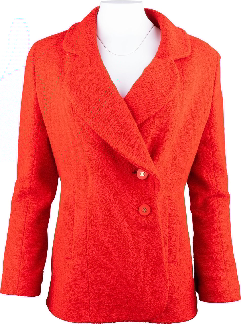 Chanel Chanel Rouge Tweed Boucle Runway Jacket (D36 / FR38) Rood