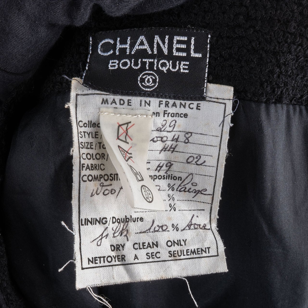 Chanel Chanel Black Wool Skirt (D38 / FR40) Zwart