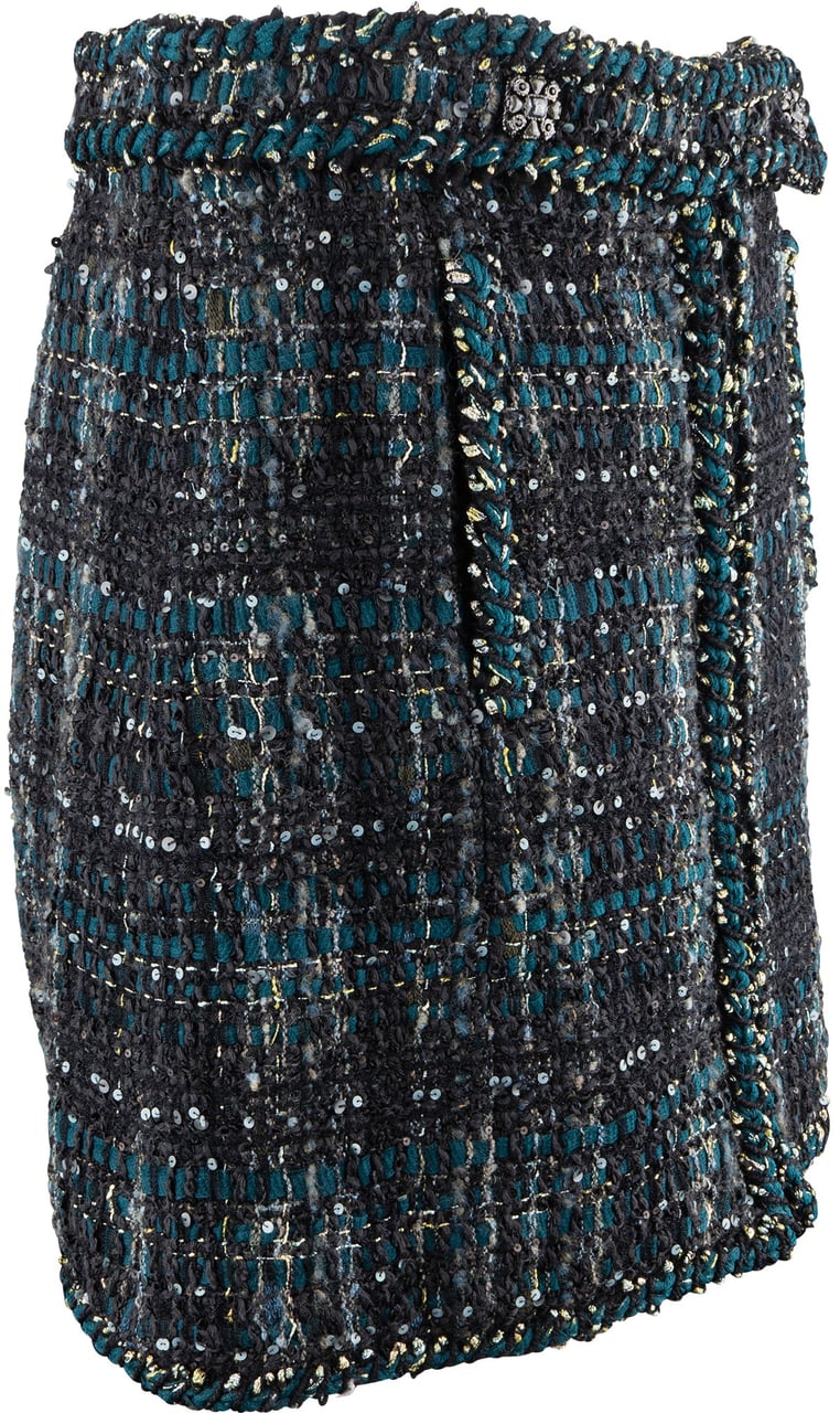 Chanel Chanel Multicolor Tweed Skirt (D38 / FR40) Groen