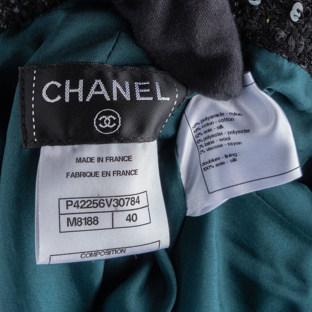 Chanel Chanel Multicolor Tweed Skirt (D38 / FR40) Groen